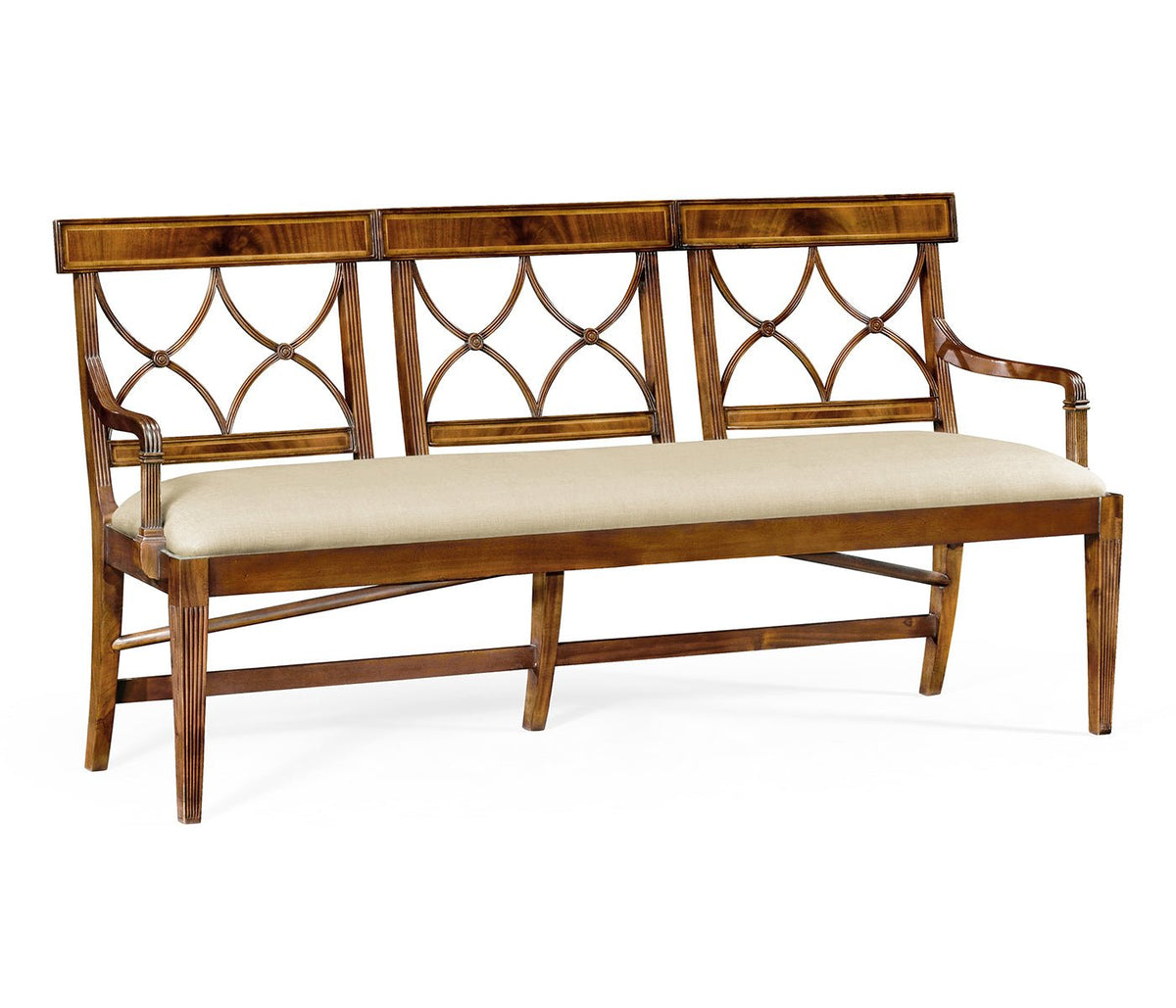 Windsor Collection - Regency Walnut Three Seater Bench Chairs| Jonathan Charles