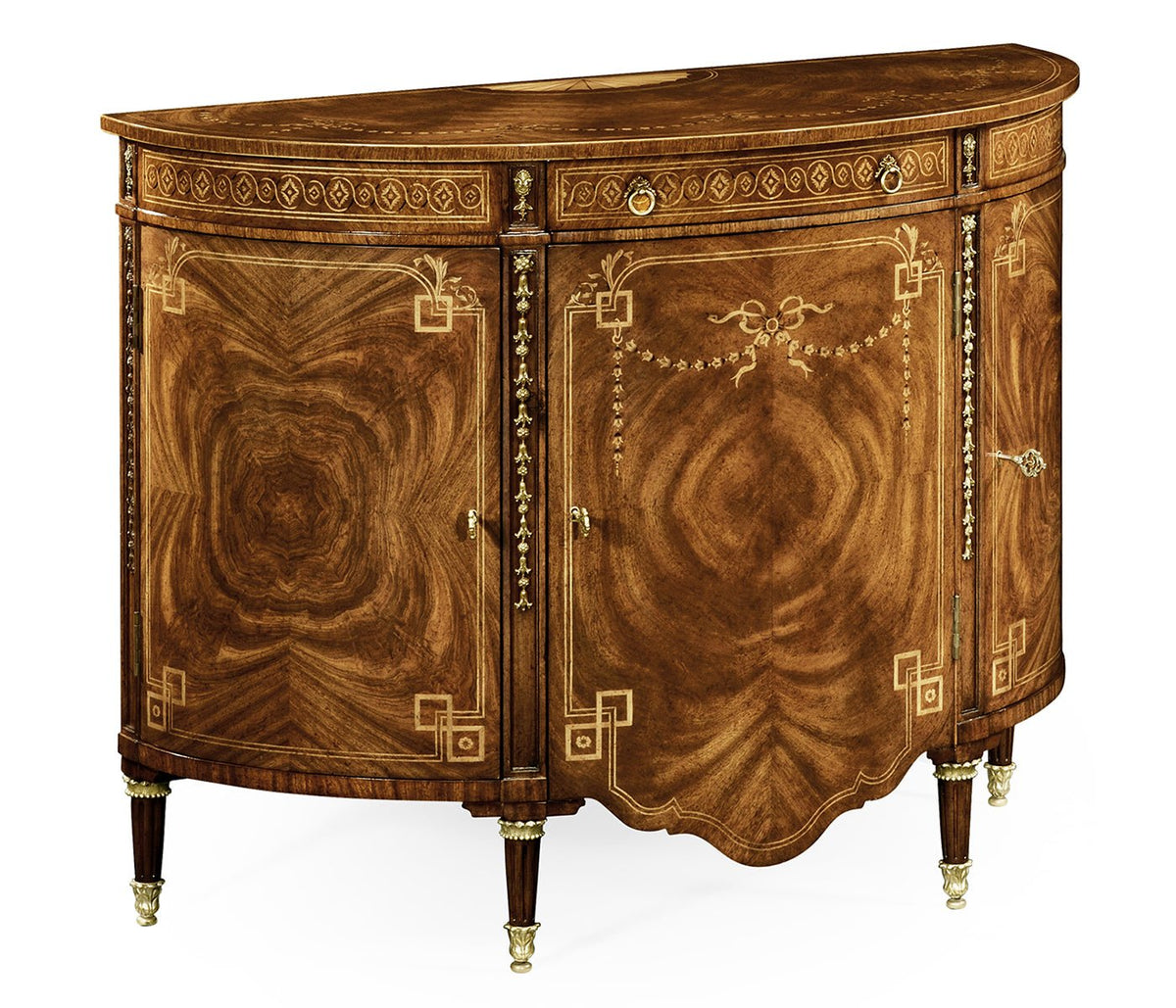 Windsor Collection - Sheraton Style Bowfront Light Walnut Commode Ground Decors| Jonathan Charles