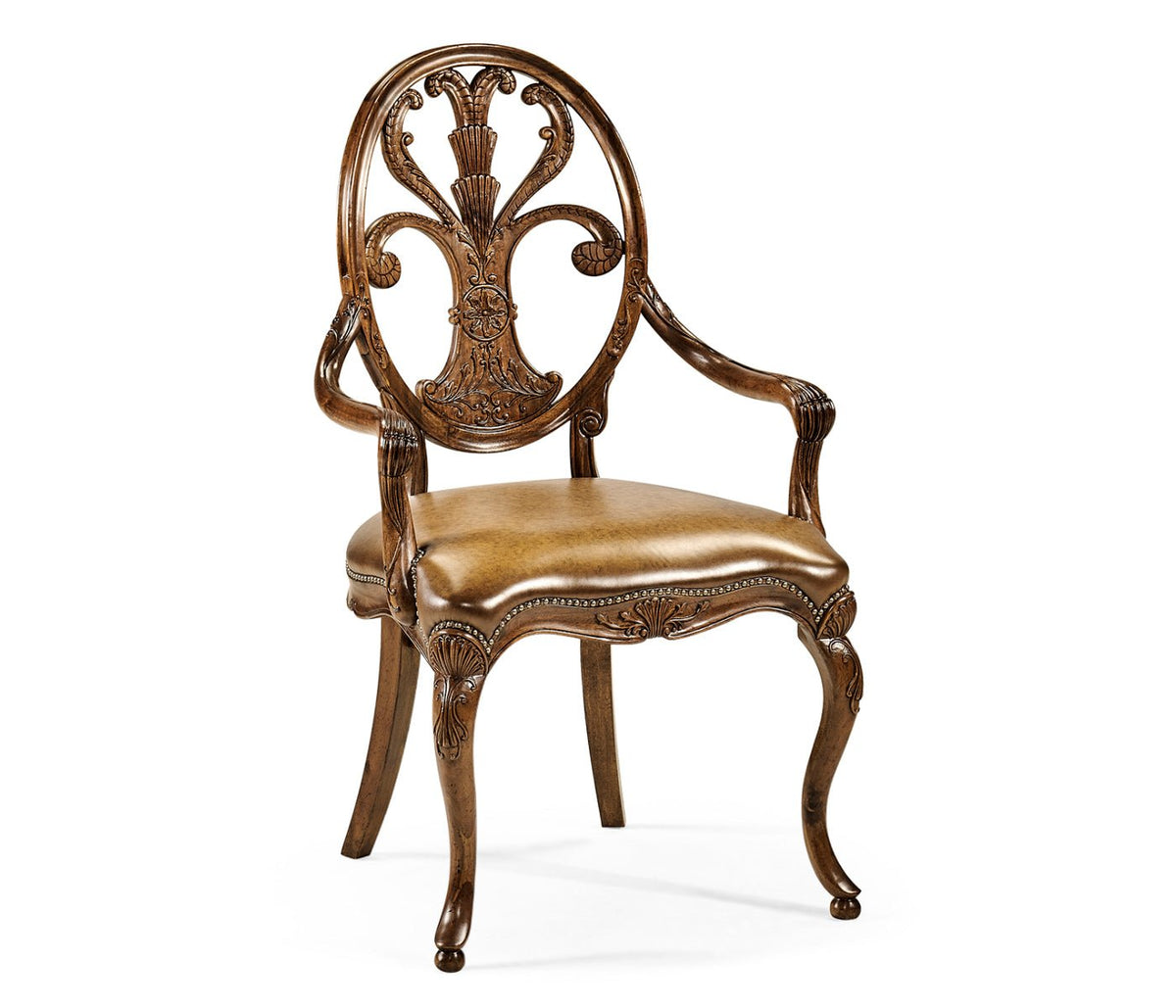 Windsor Collection - Sheraton Walnut Oval Back Arm Chair Ground Decors| Jonathan Charles