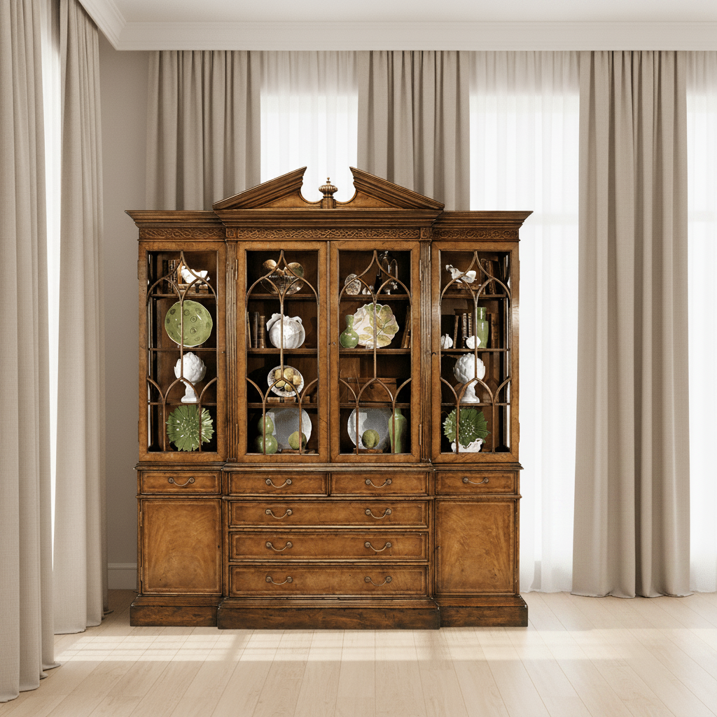 Windsor Collection - Triple Walnut Display Cabinet with Drawers Cabinets & Chests| Jonathan Charles