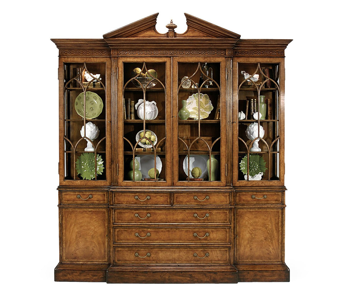 Windsor Collection - Triple Walnut Display Cabinet with Drawers Cabinets & Chests| Jonathan Charles