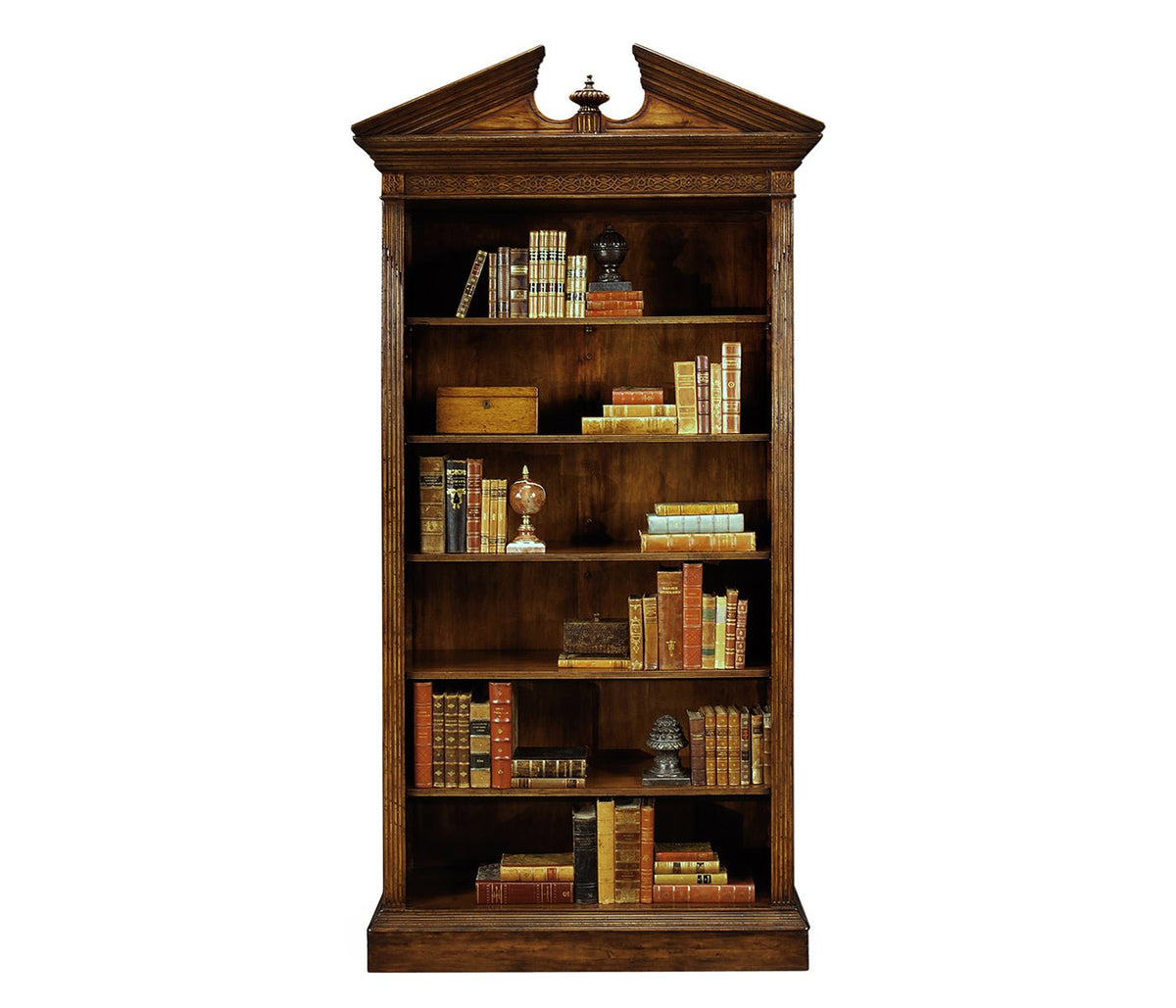 Windsor Collection - Walnut Open Bookcase with Pediment Cabinets & Chests| Jonathan Charles