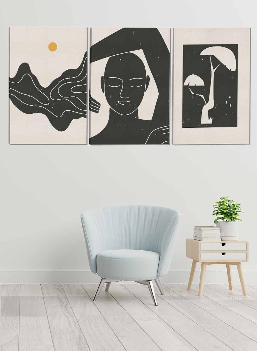 Woman And Tree Abstract Paintings(set of 3) Paintings & Pictures| LOWHA