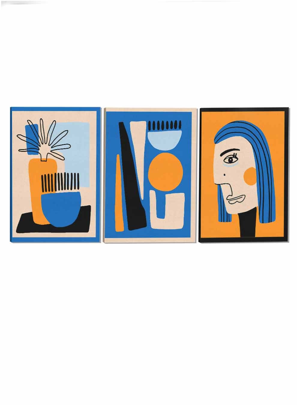 Woman and Vase Plant Abstract Paintings(set of 3) Paintings & Pictures| LOWHA