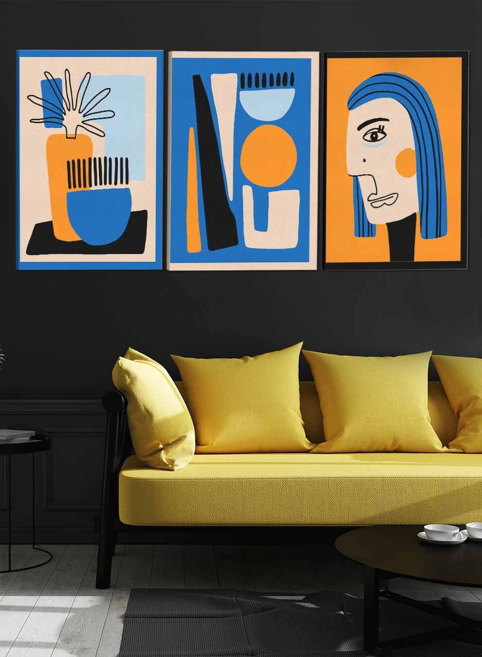 Woman and Vase Plant Abstract Paintings(set of 3) Paintings & Pictures| LOWHA