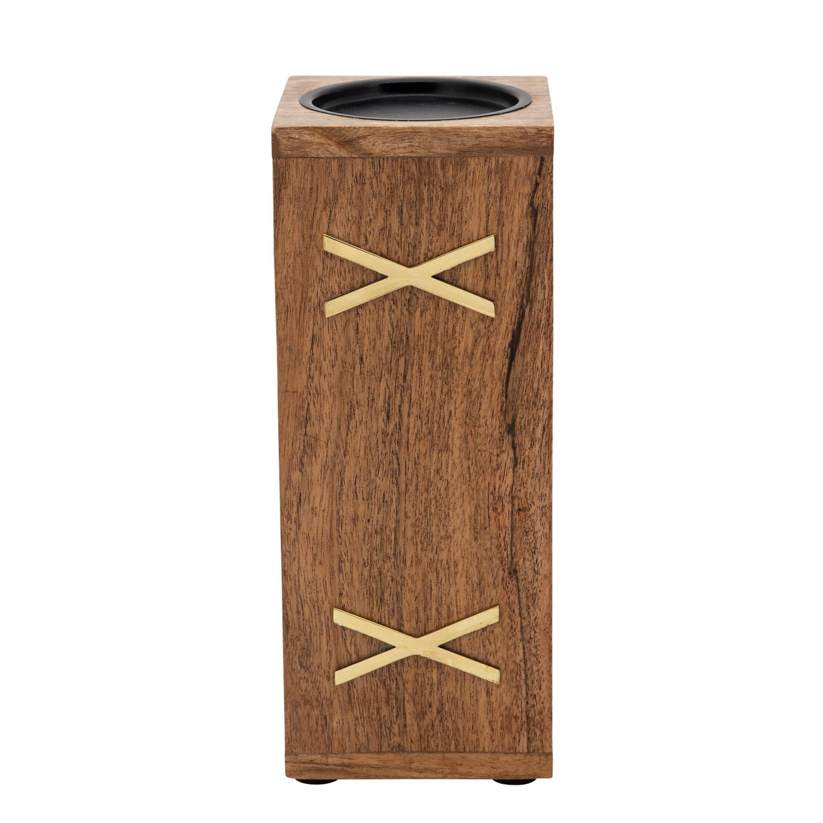 WOOD 10" PILLAR HOLDER, BROWN Candle Holders| Sagebrook Home