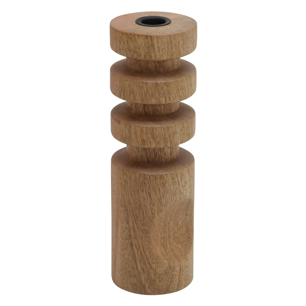 WOOD, 10" STACKED TAPER CANDLEHOLDER NATURAL Candle Holders| Sagebrook Home