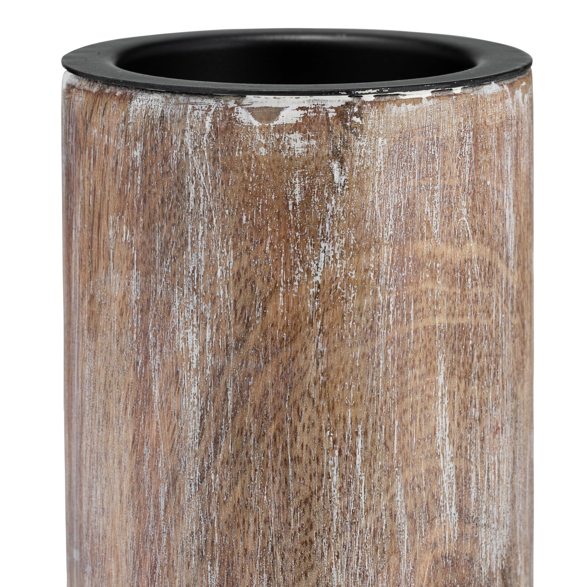 Wood, 10"H 2-Tone Textured Candle Holder, Brown Candle Holders| Sagebrook Home