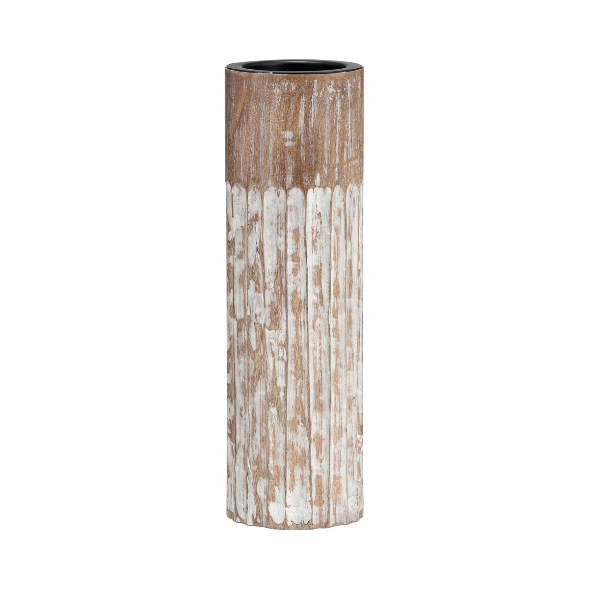Wood, 10"H 2-Tone Textured Candle Holder, Brown Candle Holders| Sagebrook Home