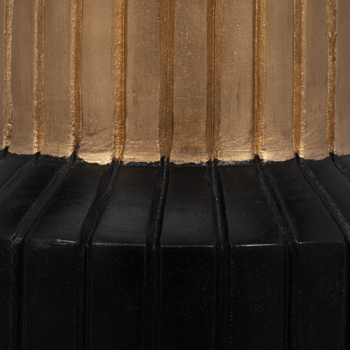WOOD, 11" CARVED TOTEM VASE W GOLD TOP, BLACK/GOLD Vases and Jars| Sagebrook Home