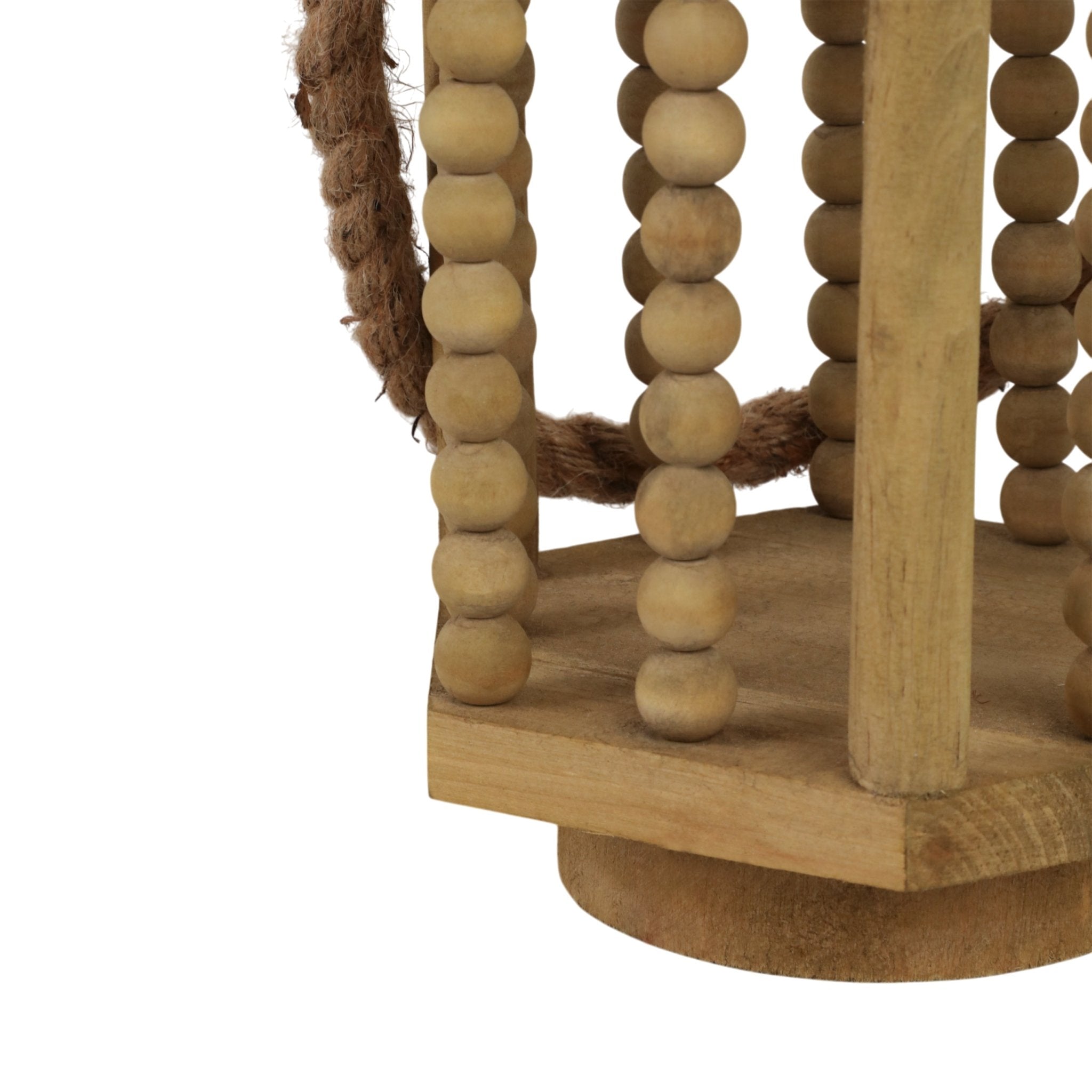 WOOD 11" LANTERN WITH ROPE HANDLE, BROWN Candle Holders| Sagebrook Home