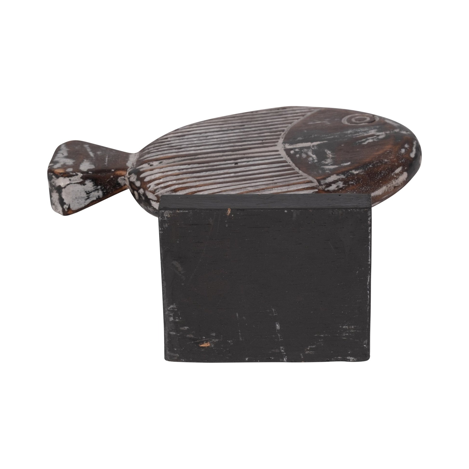 WOOD, 11"H FISH ON STAND, GRAY | Sagebrook Home