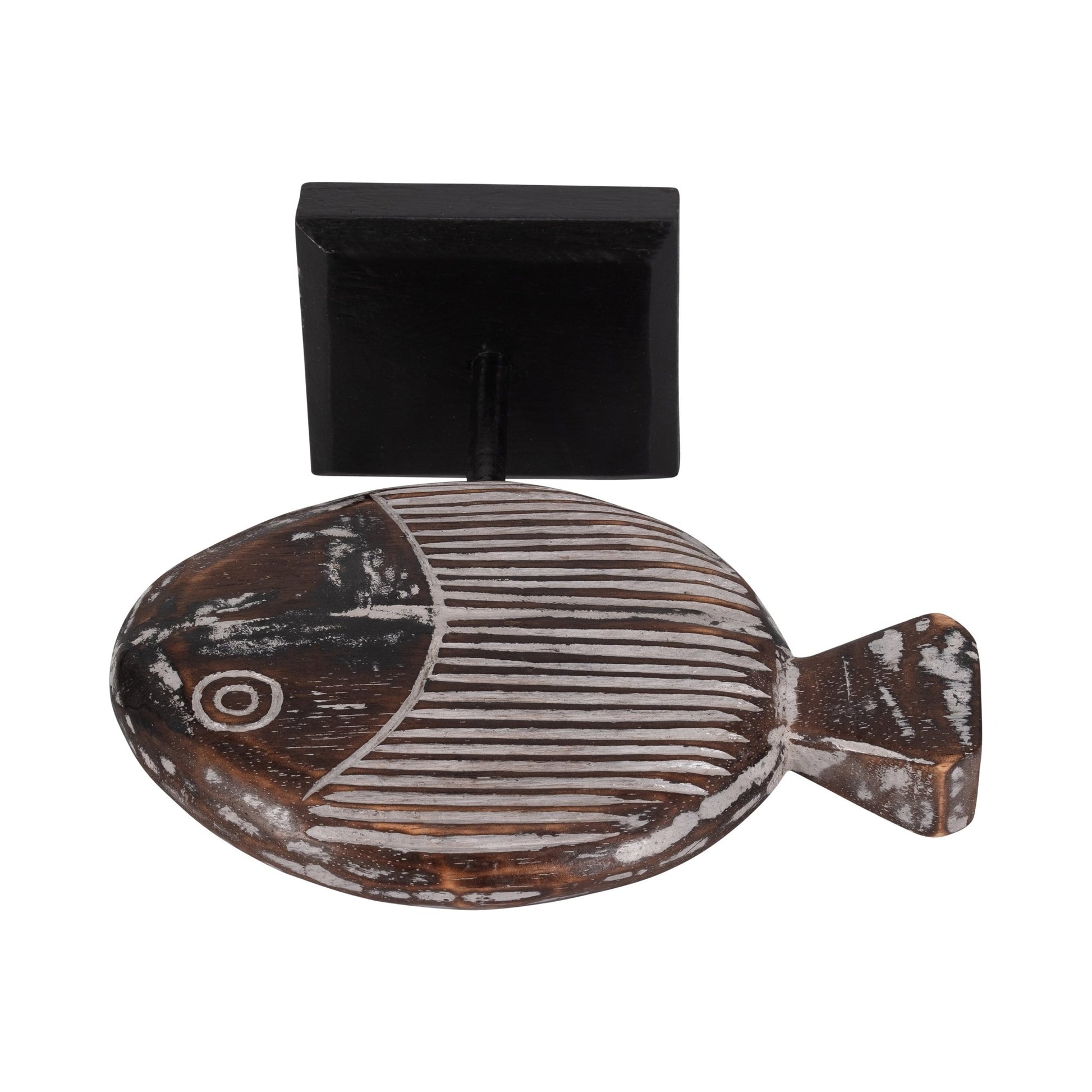 WOOD, 11"H FISH ON STAND, GRAY | Sagebrook Home