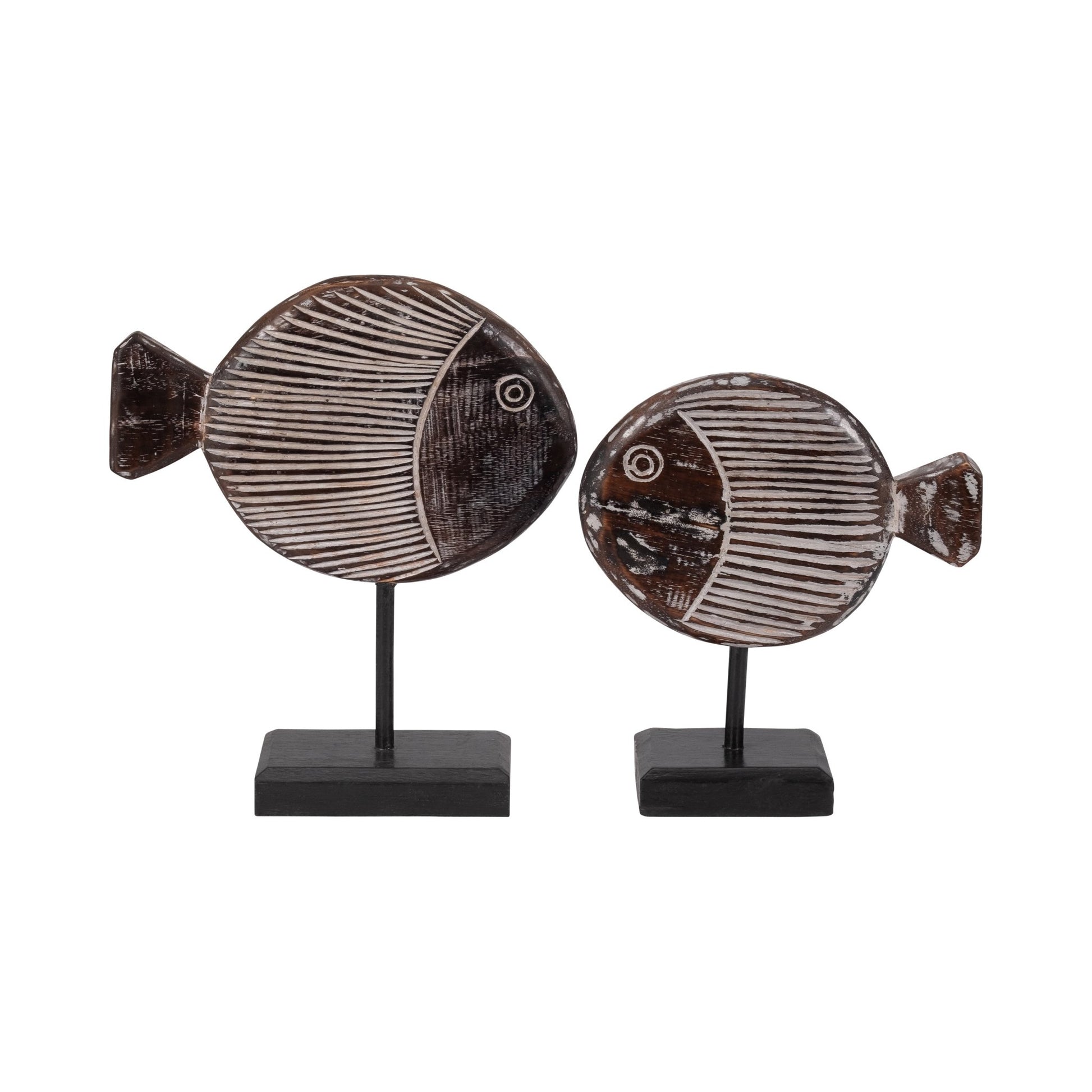 WOOD, 11"H FISH ON STAND, GRAY | Sagebrook Home
