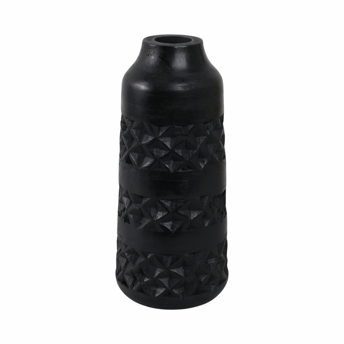 WOOD 12" STAINED VASE, BLACK Vases and Jars| Sagebrook Home