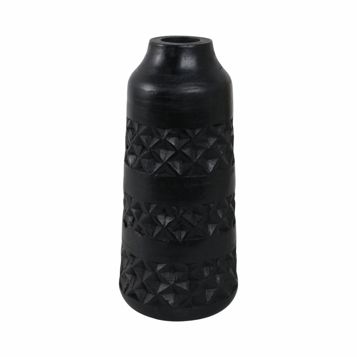 WOOD 12" STAINED VASE, BLACK Vases and Jars| Sagebrook Home