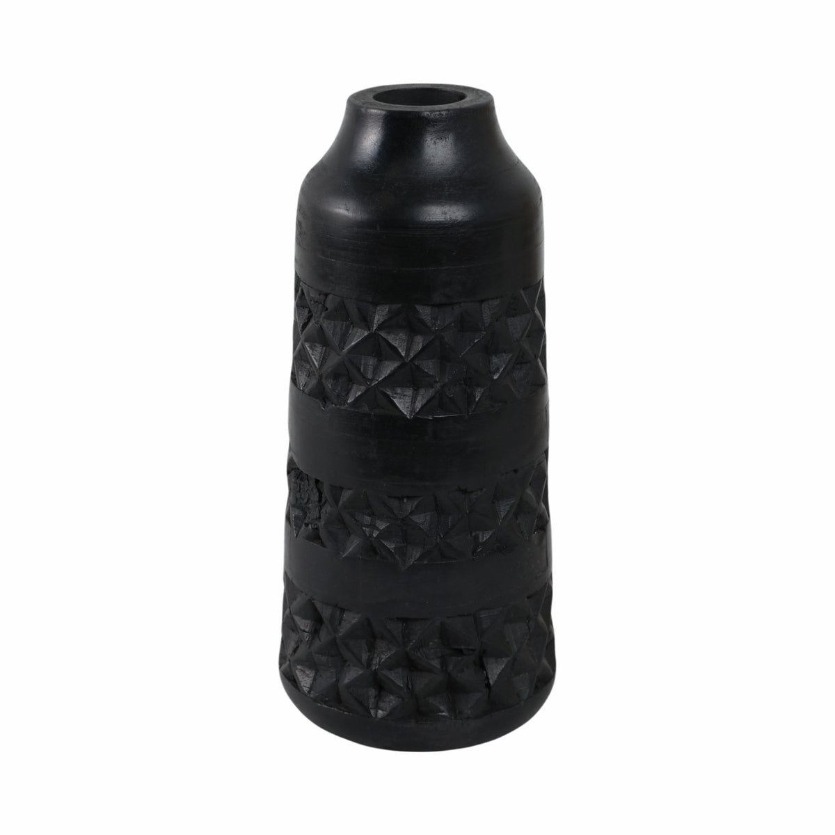 WOOD 12" STAINED VASE, BLACK Vases and Jars| Sagebrook Home