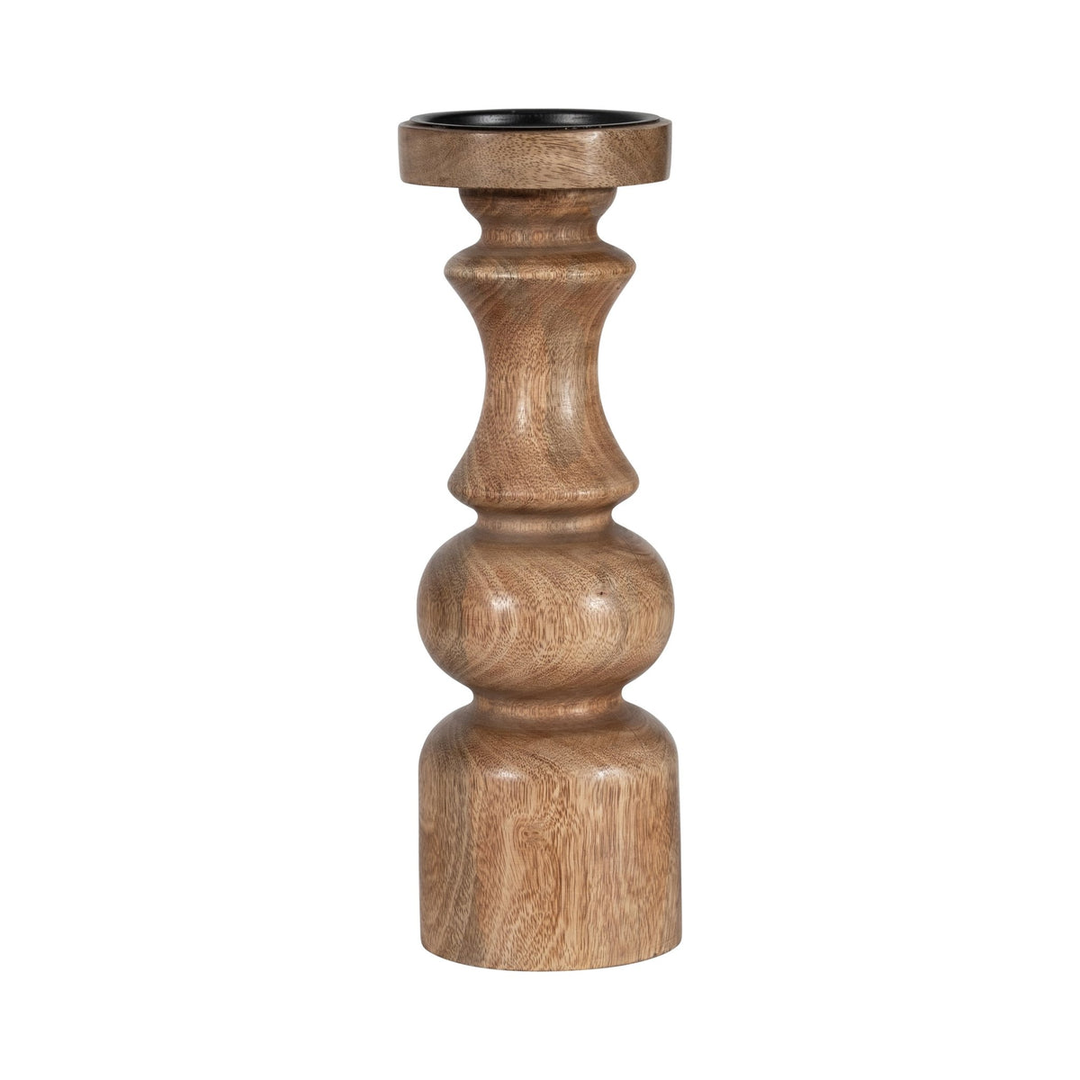 WOOD, 12" TRADITIONAL PILLAR CANDLEHOLDER, NATURAL Candle Holders| Sagebrook Home