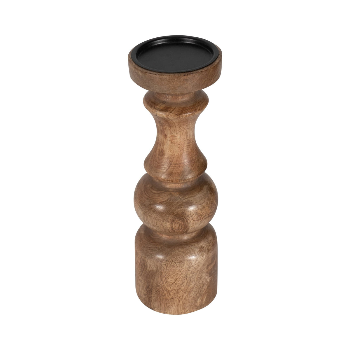 WOOD, 12" TRADITIONAL PILLAR CANDLEHOLDER, NATURAL Candle Holders| Sagebrook Home