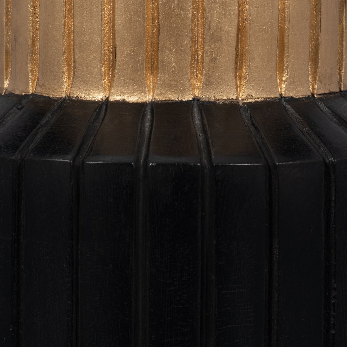 WOOD, 14" CARVED TOTEM VASE W GOLD TOP, BLACK/GOLD Vases and Jars| Sagebrook Home