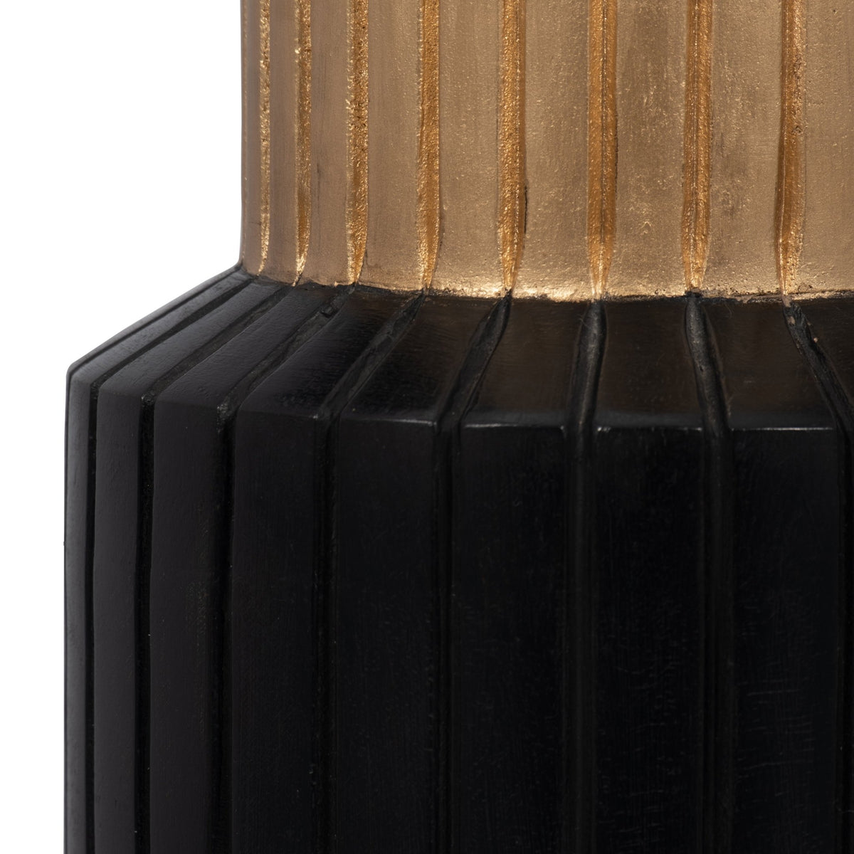 WOOD, 14" CARVED TOTEM VASE W GOLD TOP, BLACK/GOLD Vases and Jars| Sagebrook Home