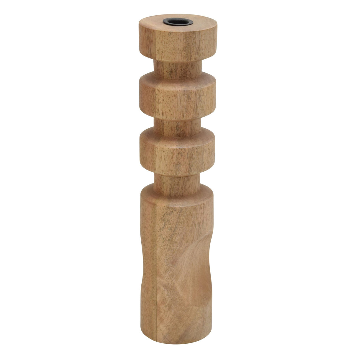 WOOD, 14" STACKED TAPER CANDLEHOLDER NATURAL Candle Holders| Sagebrook Home