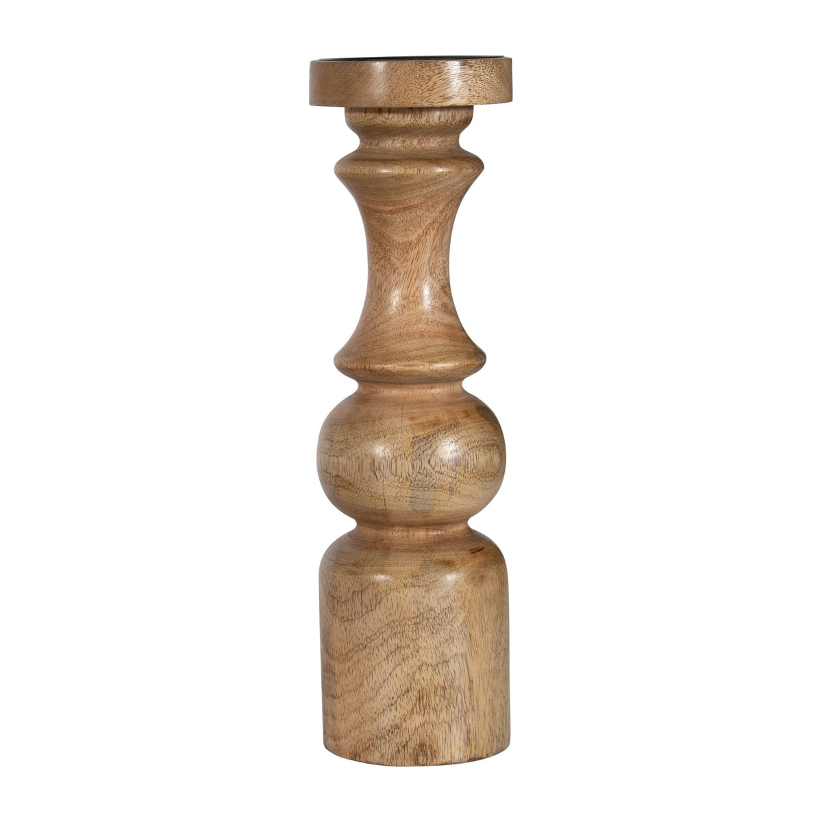 WOOD, 14" TRADITIONAL PILLAR CANDLEHOLDER, NATURAL Candle Holders| Sagebrook Home