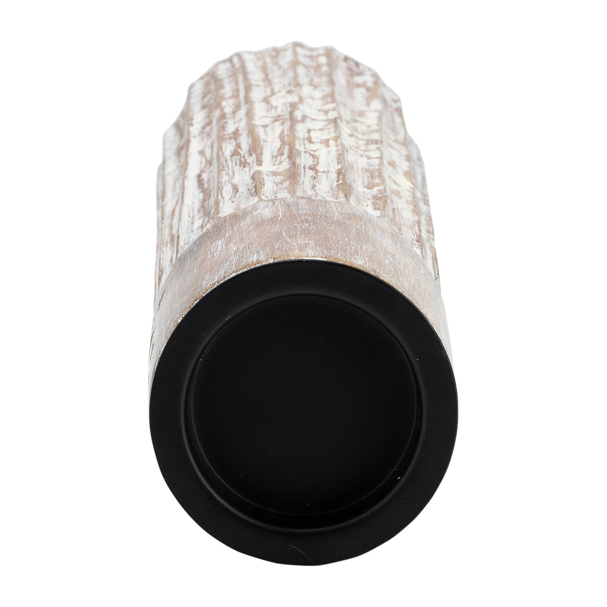 Wood, 14"H 2-Tone Textured Candle Holder, Brown Candle Holders| Sagebrook Home