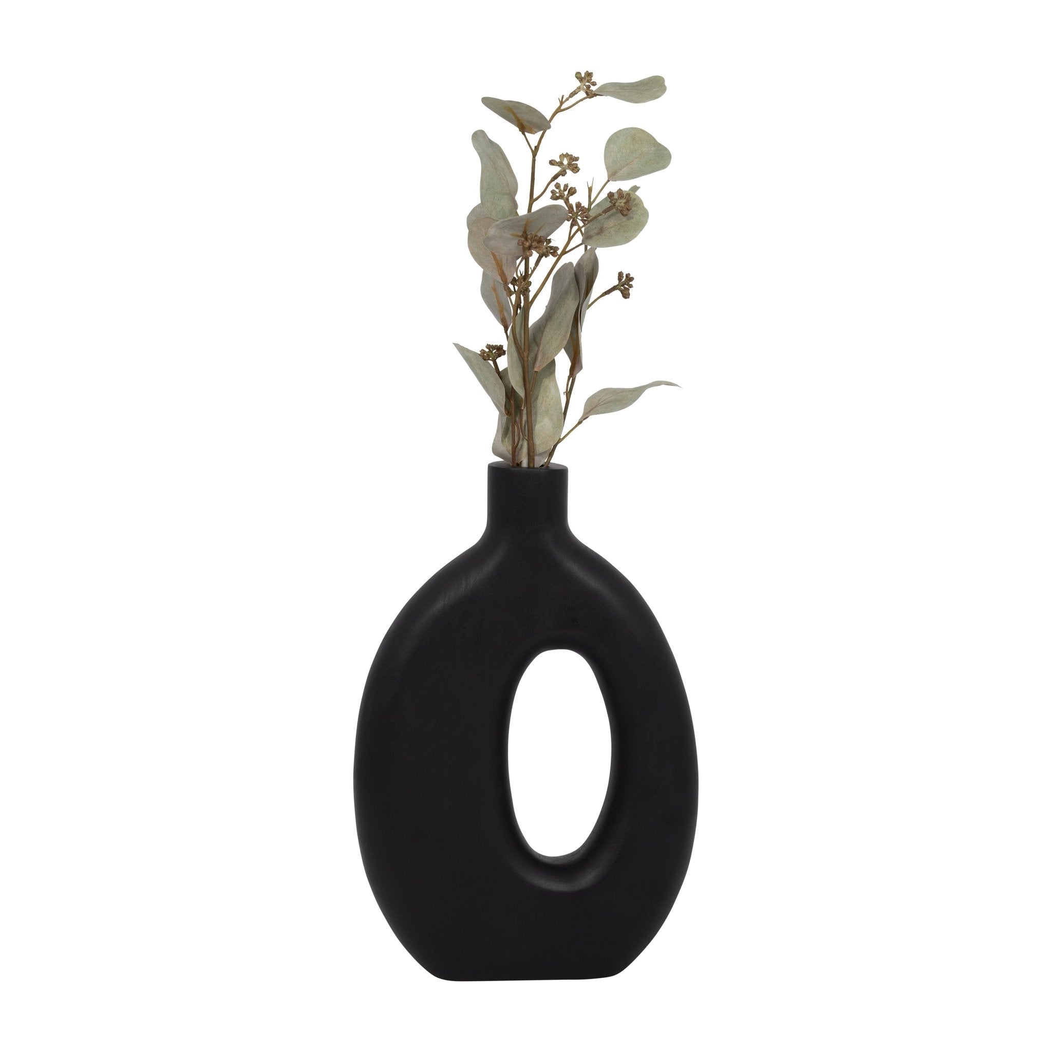 Wood, 14"H Cut-Out Vase, Black Vases and Jars| Sagebrook Home