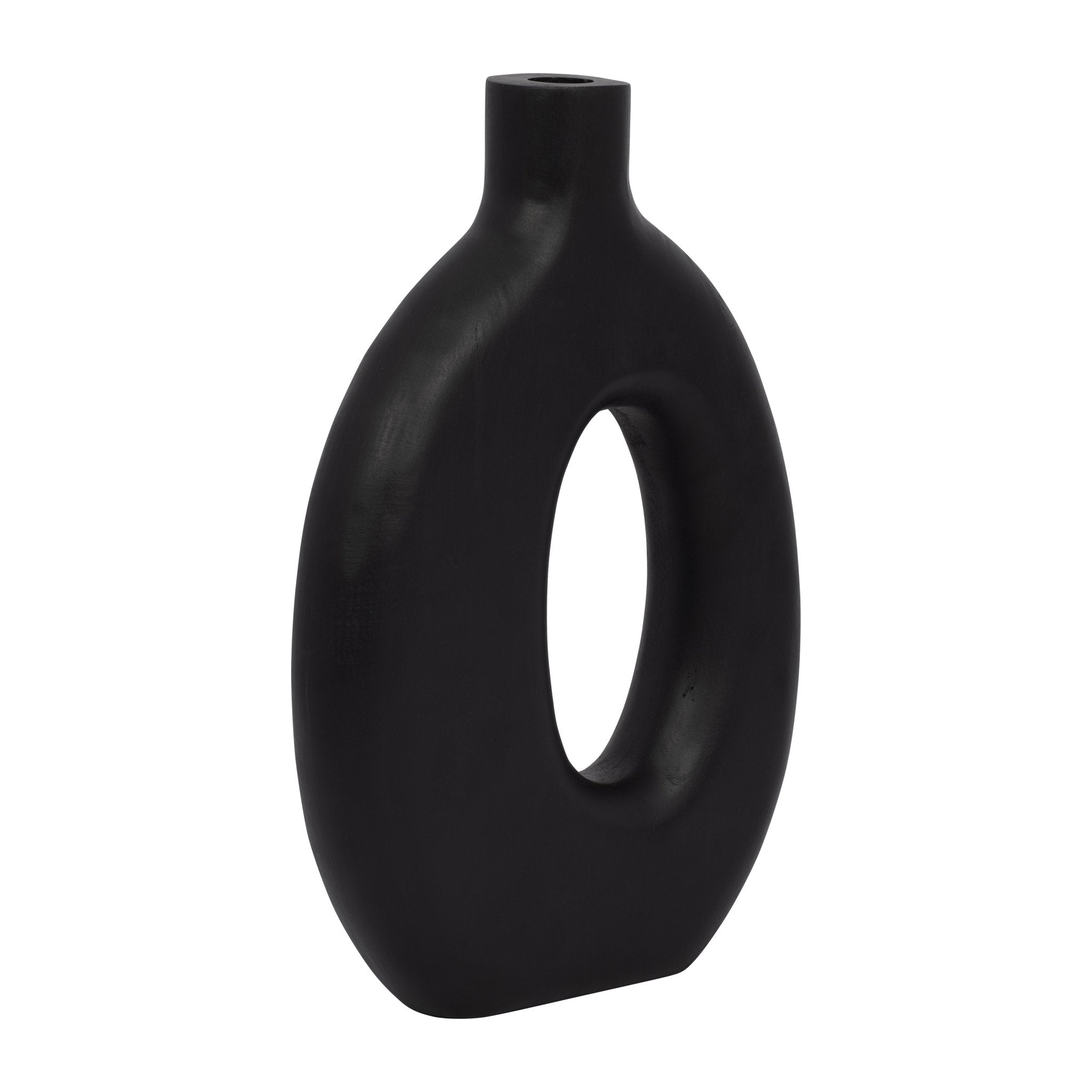 Wood, 14"H Cut-Out Vase, Black Vases and Jars| Sagebrook Home