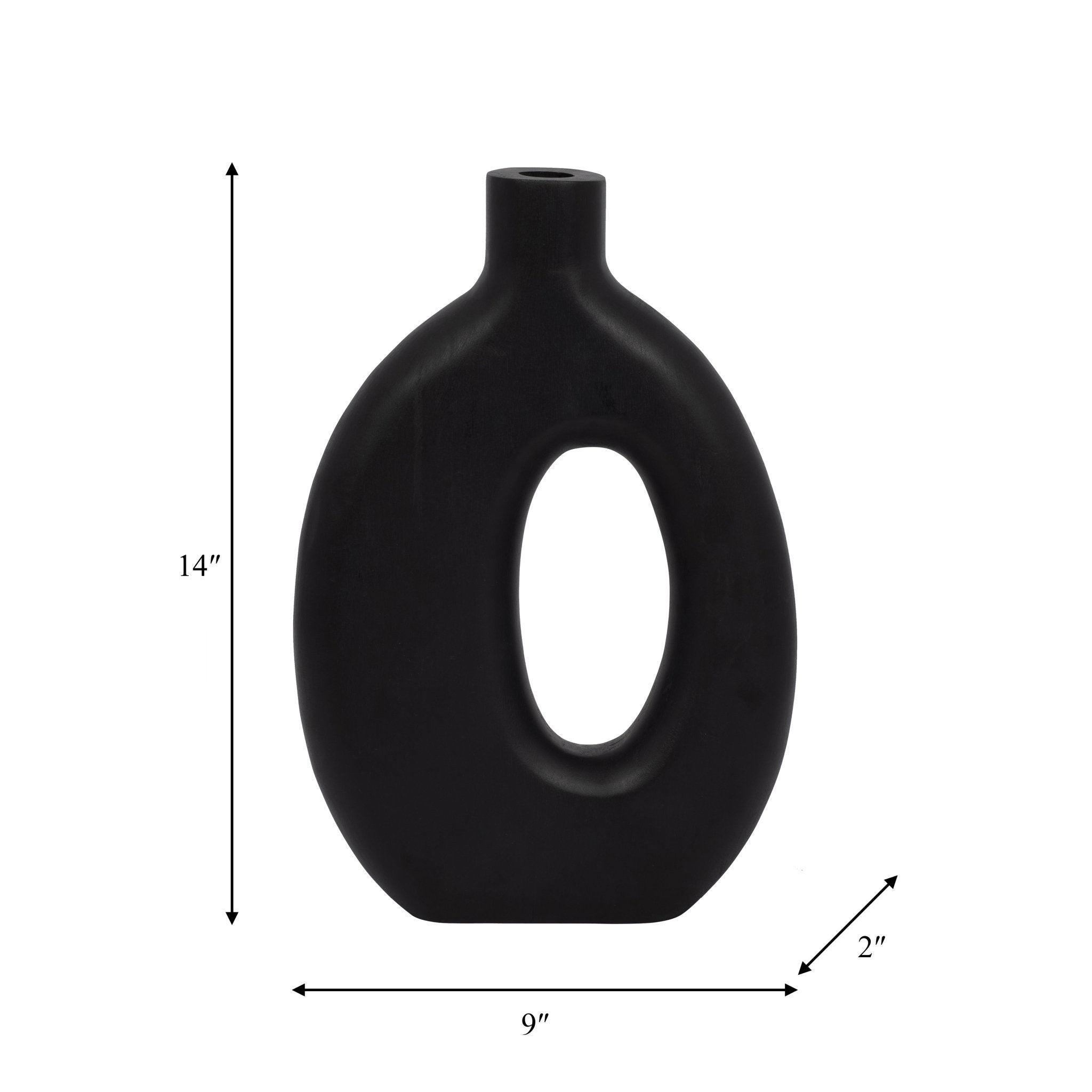 Wood, 14"H Cut-Out Vase, Black Vases and Jars| Sagebrook Home