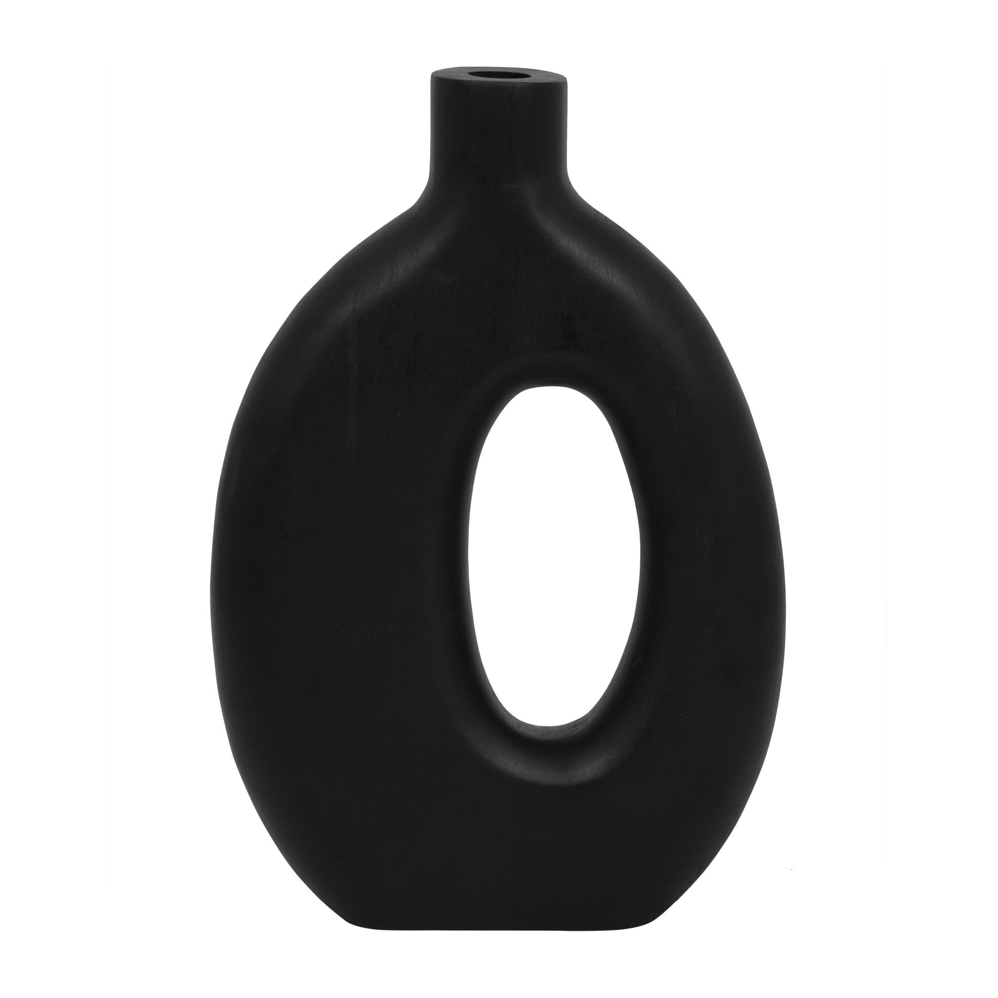 Wood, 14"H Cut-Out Vase, Black Vases and Jars| Sagebrook Home