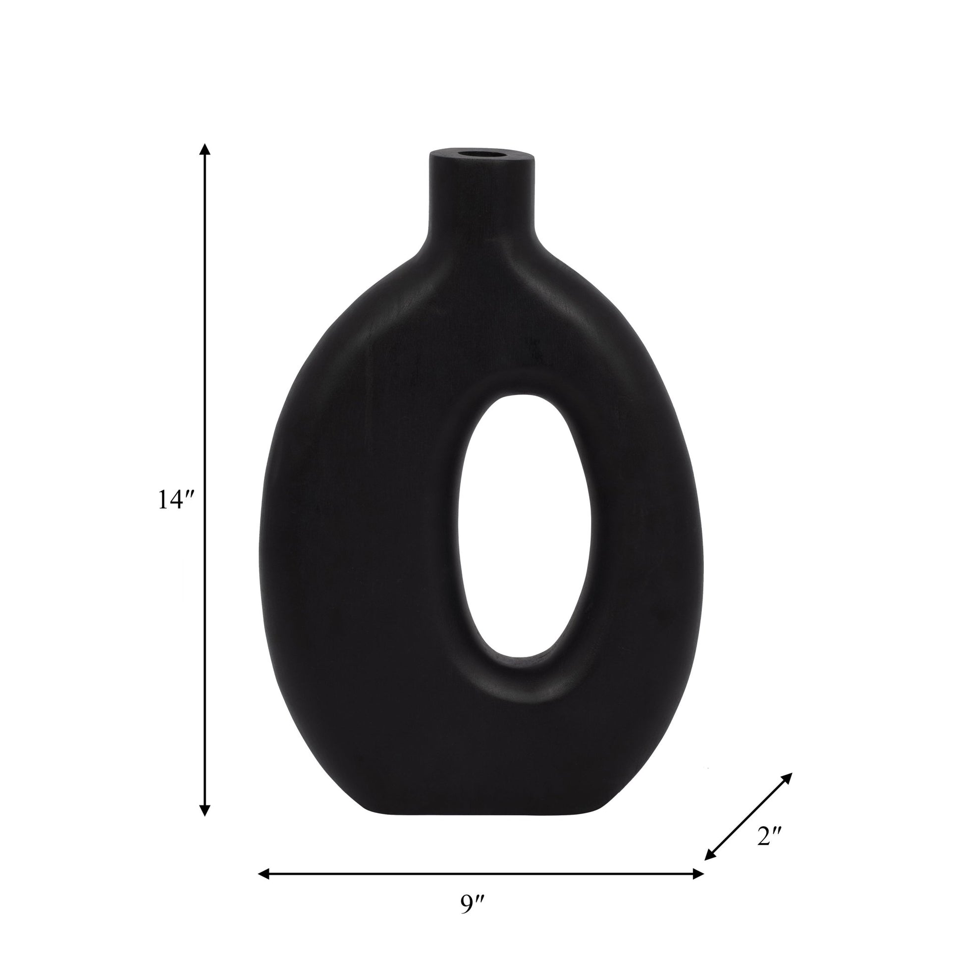Wood, 14"H Cut-Out Vase, Black Vases and Jars| Sagebrook Home