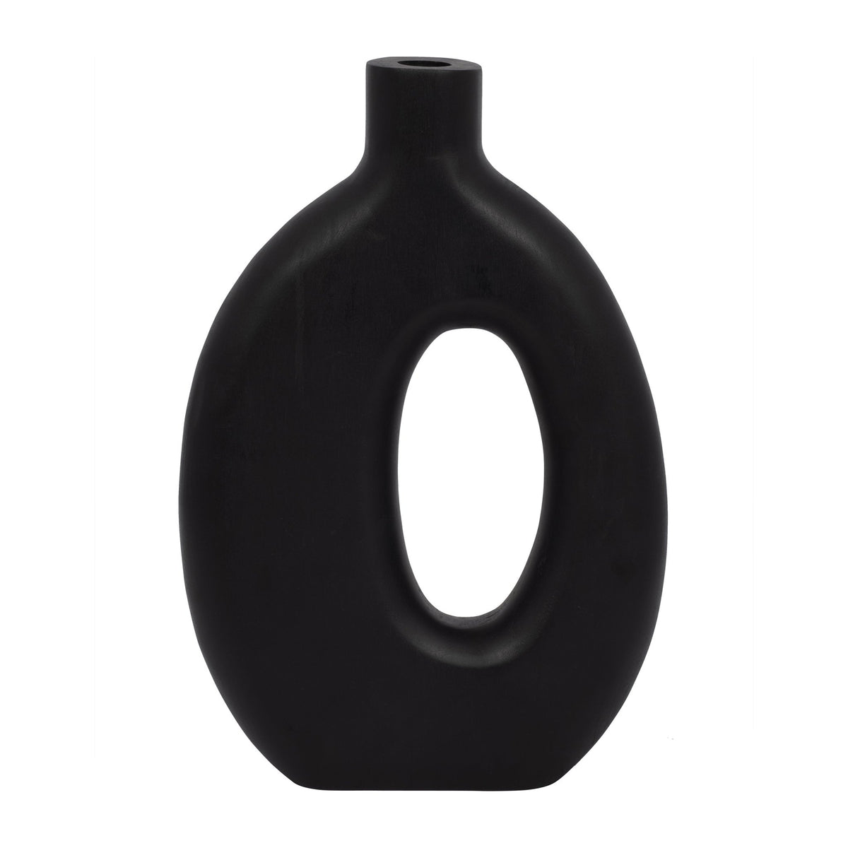 Wood, 14"H Cut-Out Vase, Black Vases and Jars| Sagebrook Home