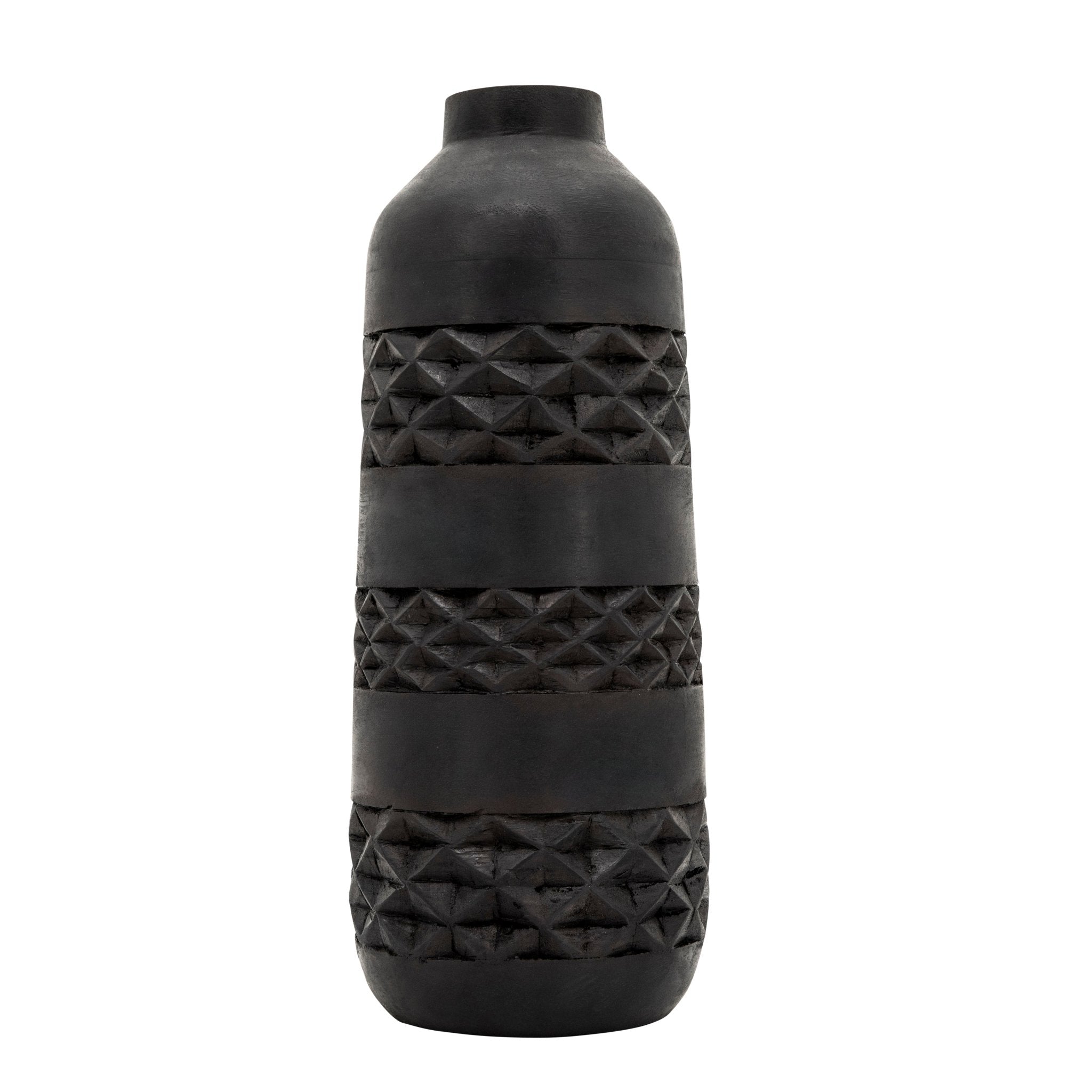WOOD 15" STAINED VASE, BLACK Vases and Jars| Sagebrook Home