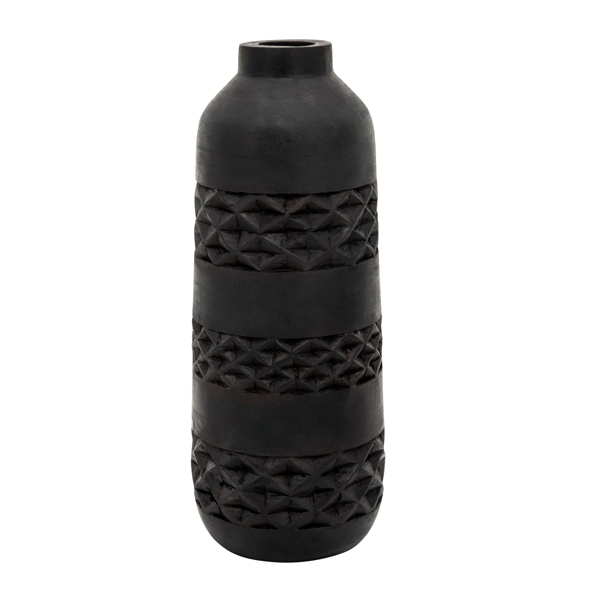 WOOD 15" STAINED VASE, BLACK Vases and Jars| Sagebrook Home