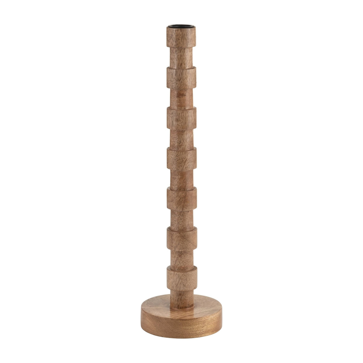 WOOD, 15"H TEXTURED TAPER CANDLE HOLDER, BROWN Candle Holders| Sagebrook Home