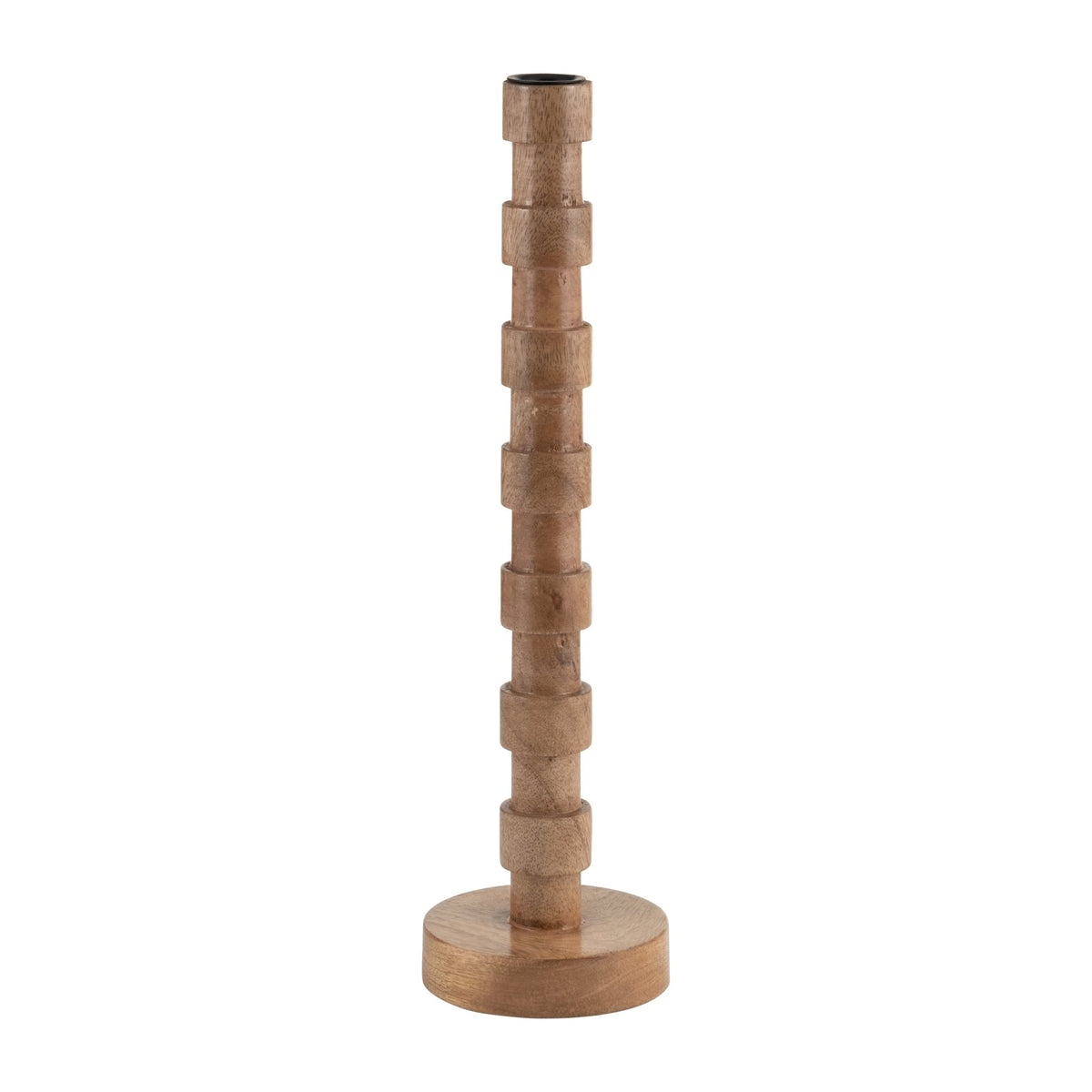 WOOD, 15"H TEXTURED TAPER CANDLE HOLDER, BROWN Candle Holders| Sagebrook Home