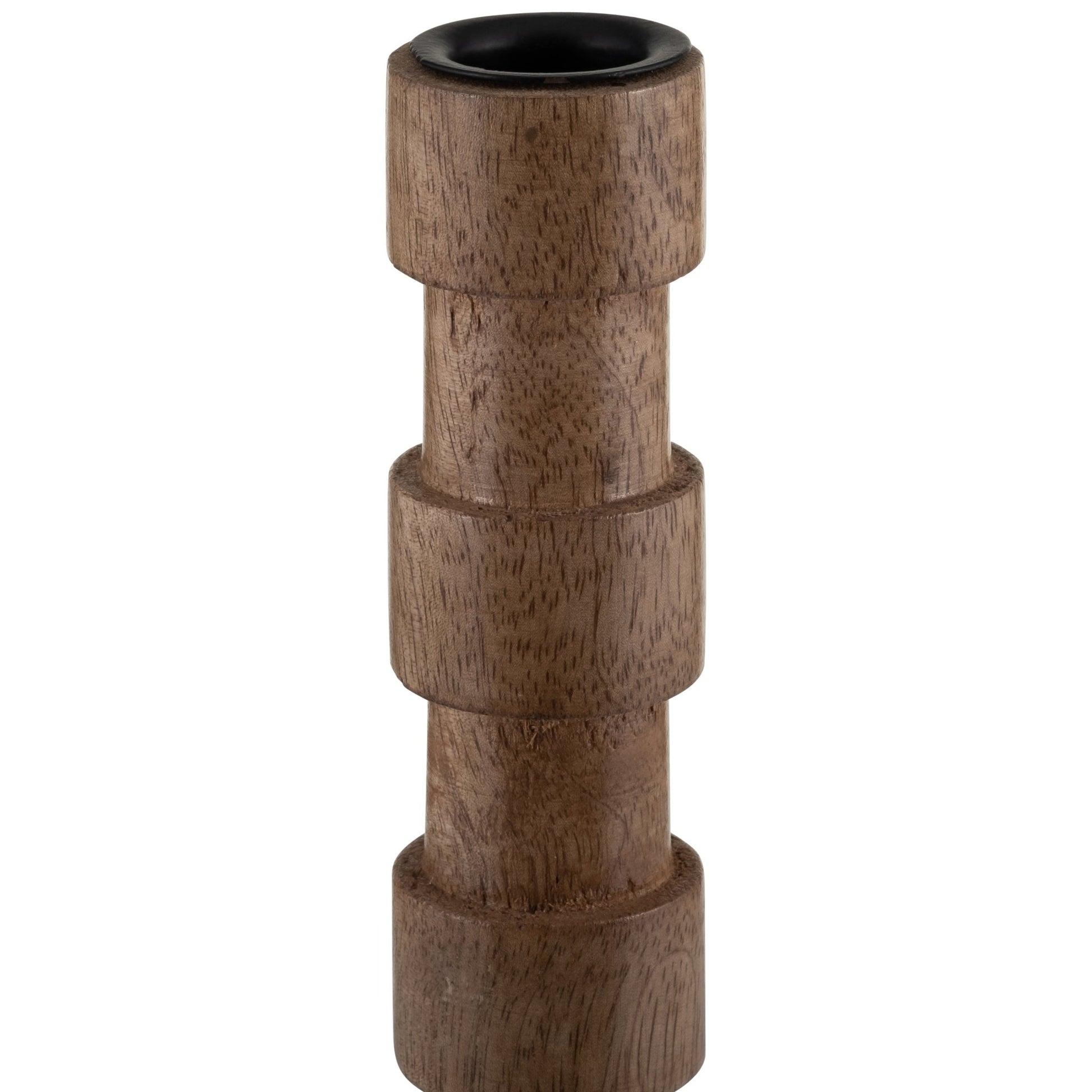 WOOD, 15"H TEXTURED TAPER CANDLE HOLDER, BROWN Candle Holders| Sagebrook Home