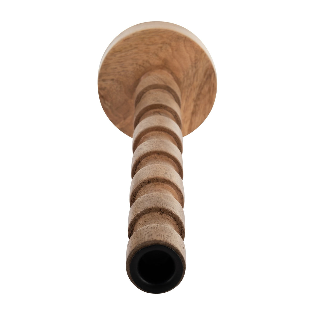 WOOD, 15"H TEXTURED TAPER CANDLE HOLDER, BROWN Candle Holders| Sagebrook Home