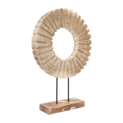 WOOD, 23"H CARVED TABLE TOP DECOR, NATURAL - Al Rugaib Furniture