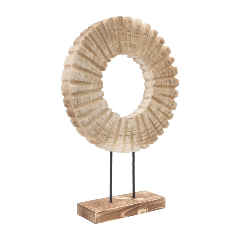 WOOD, 23"H CARVED TABLE TOP DECOR, NATURAL - Al Rugaib Furniture