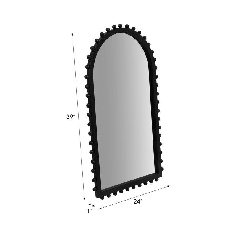 WOOD, 24X39 BEADED ARCH MIRROR, BLACK - Al Rugaib Furniture