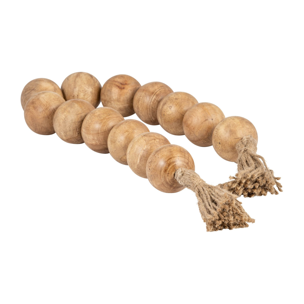 WOOD, 25" LARGE BEADED GARLAND W/ TASSEL, NATURAL Table Decors| Sagebrook Home
