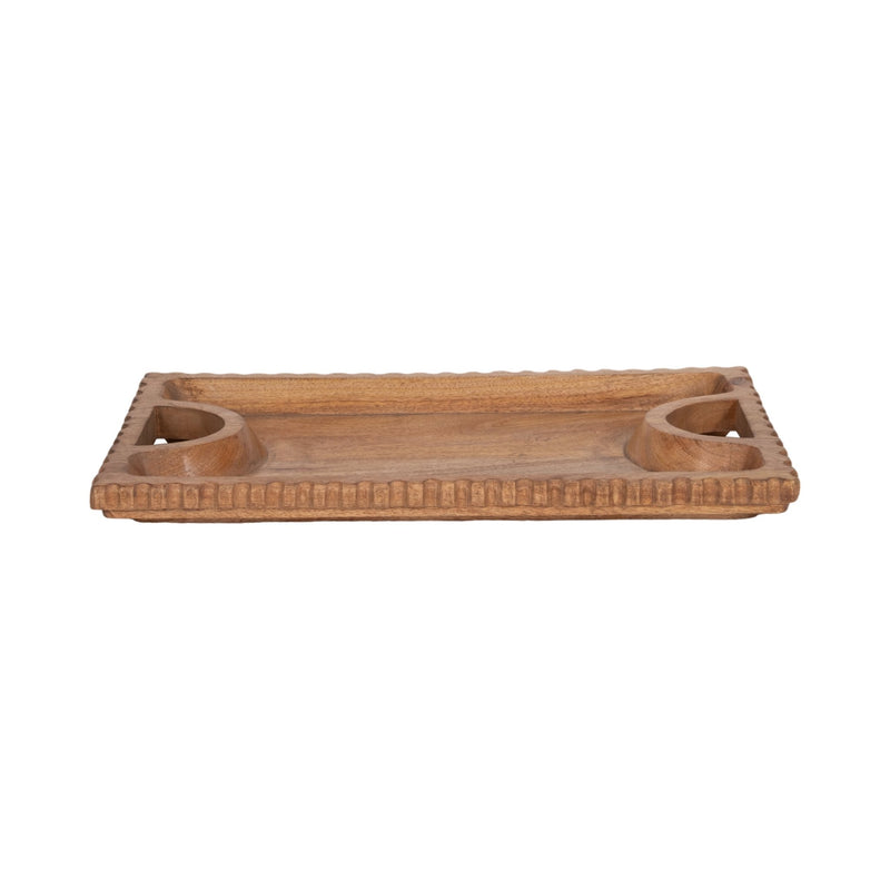 Wood, 25"X15", Scalloped Edge Tray, Natural - Al Rugaib Furniture
