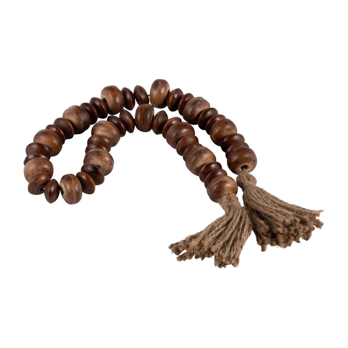 WOOD, 26" FLAT BEADS GARLAND, NATURAL Table Decors| Sagebrook Home
