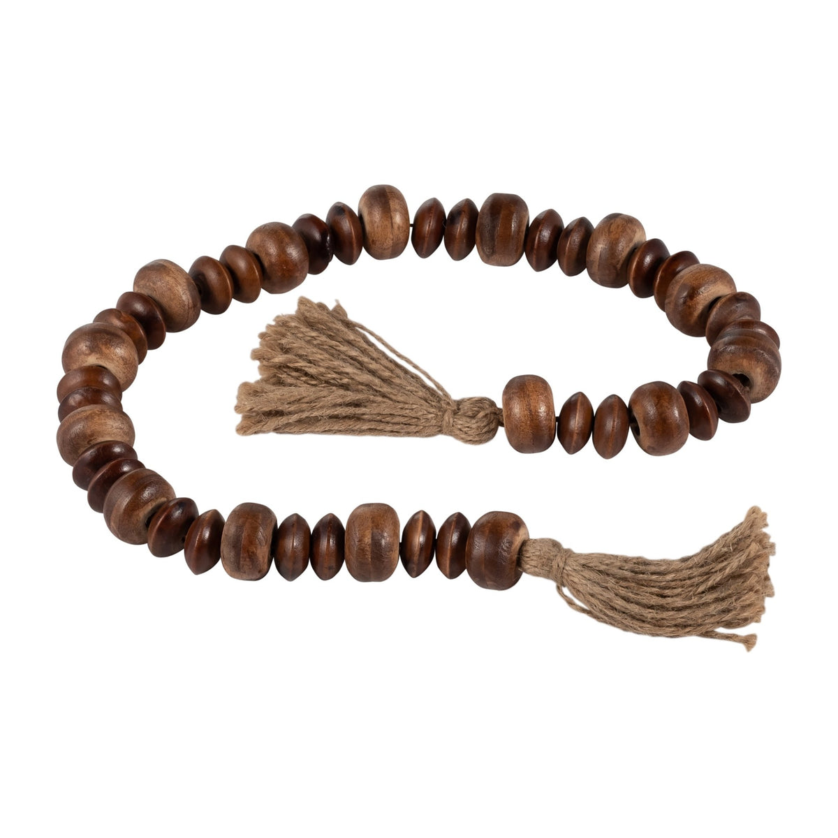 WOOD, 26" FLAT BEADS GARLAND, NATURAL Table Decors| Sagebrook Home