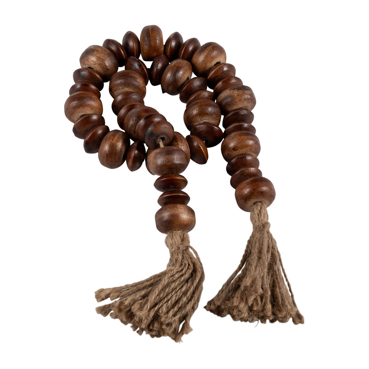 WOOD, 26" FLAT BEADS GARLAND, NATURAL Table Decors| Sagebrook Home