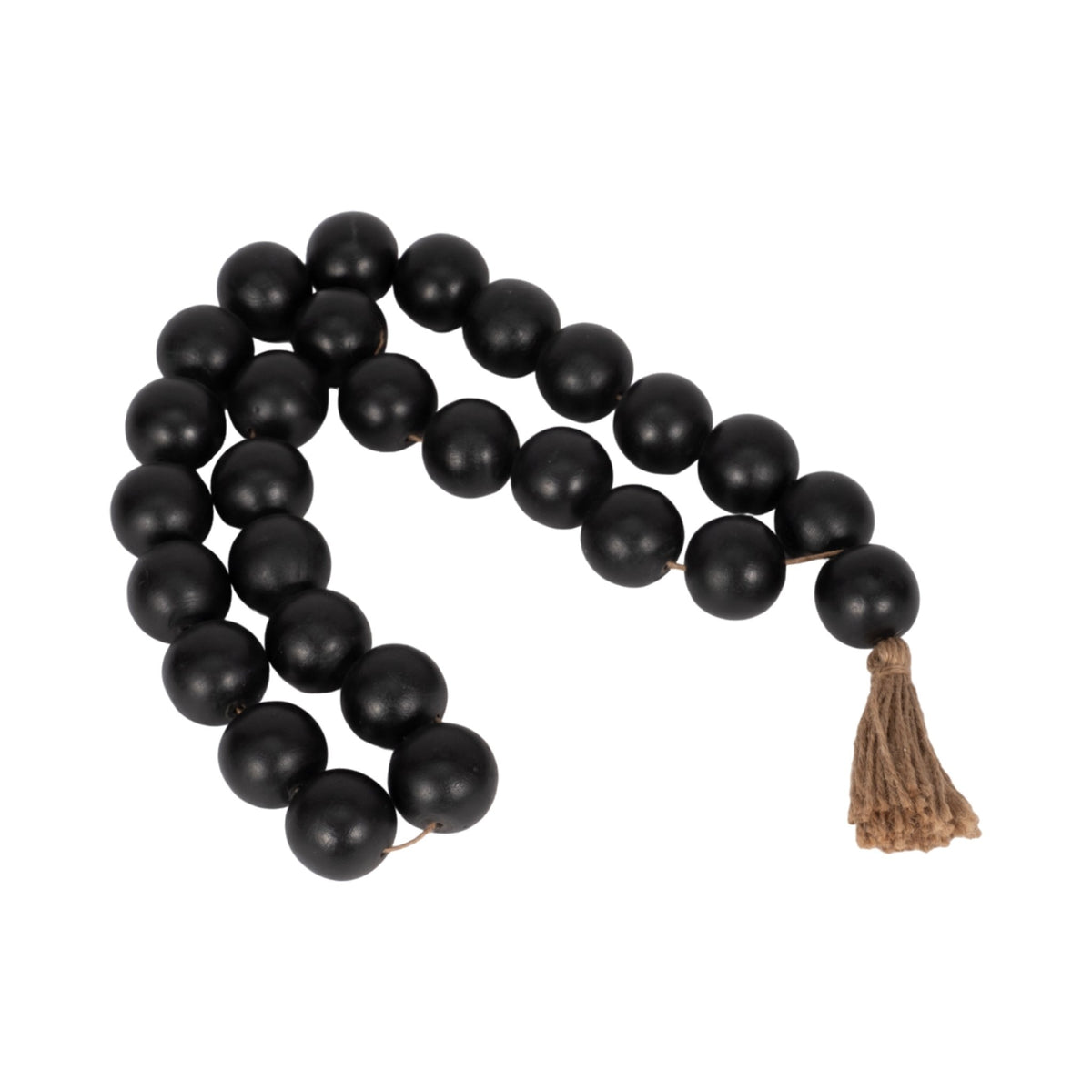 WOOD, 28" 2" DBL BEADED GARLAND W/ TASSEL, BLACK Table Decors| Sagebrook Home