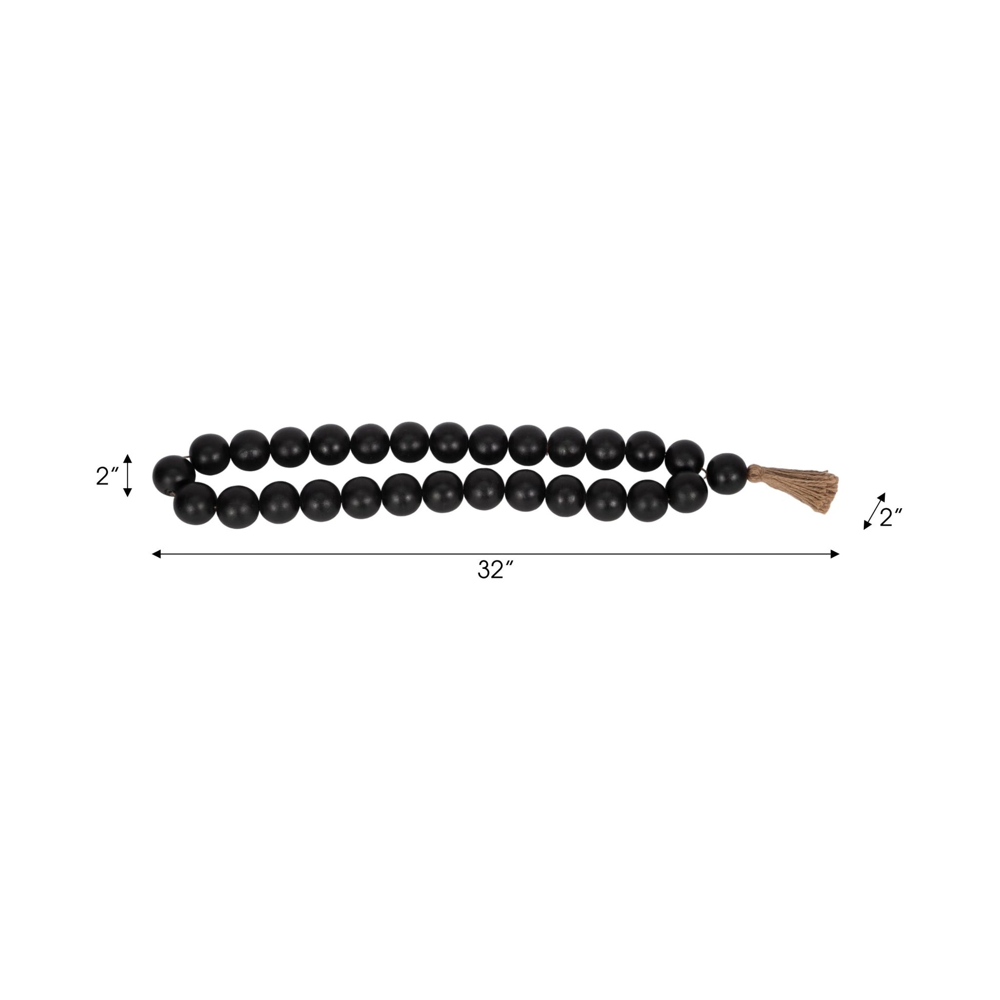 WOOD, 28" 2" DBL BEADED GARLAND W/ TASSEL, BLACK Table Decors| Sagebrook Home